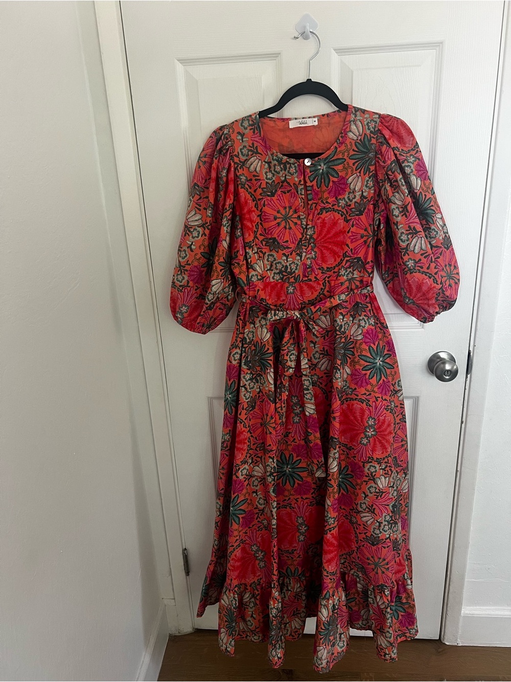 TALULAH Coral‎ Floral Puff-Sleeve Maxi Dress